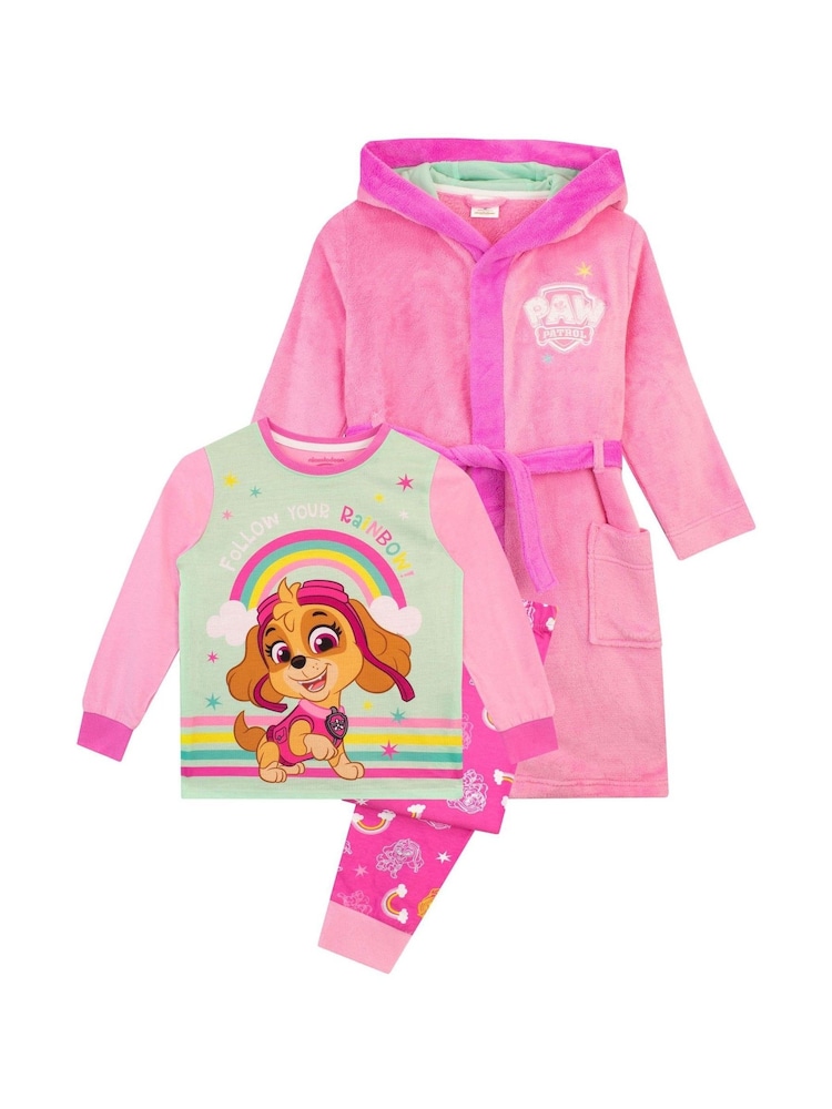 Character Pink 100% Cotton Paw Patrol Dressing Gown And Pyjamas Set - Image 1 of 10