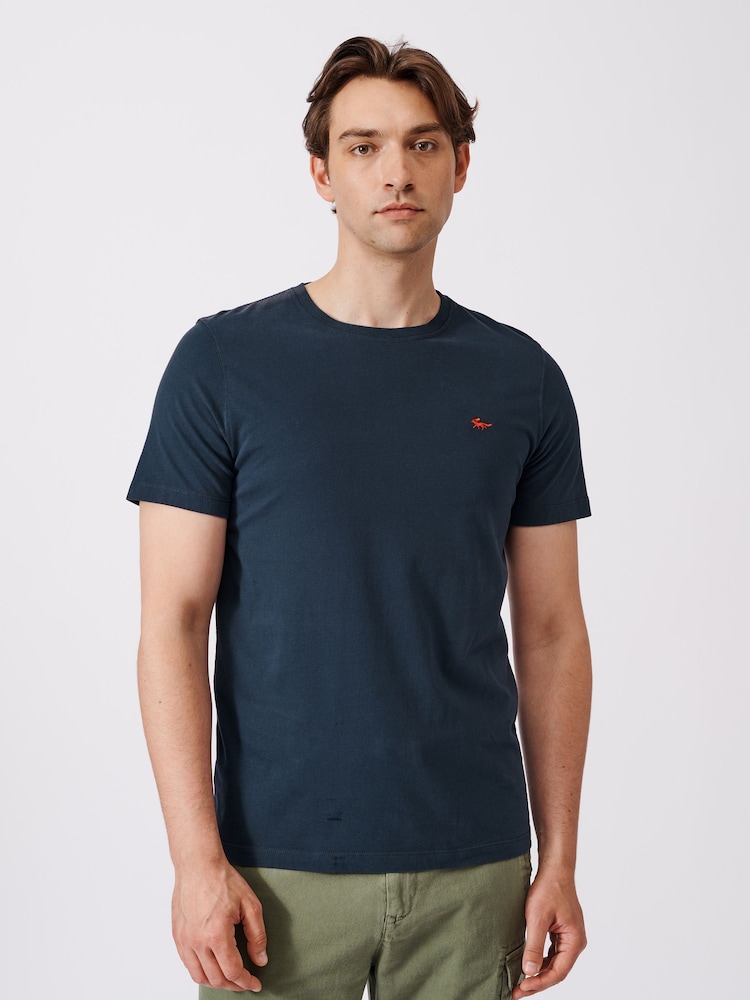 Marineblau - Aubin Logo Cotton T-Shirt - Bild 1 von 6