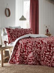 Dreams & Drapes Red Christmas Woodland Owls Plush Fleece Duvet Cover Set - Image 1 of 4