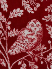 Dreams & Drapes Red Christmas Woodland Owls Plush Fleece Duvet Cover Set - Image 4 of 4