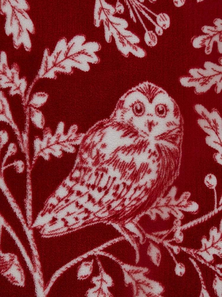 Dreams & Drapes Red Christmas Woodland Owls Plush Fleece Duvet Cover Set - Image 4 of 4