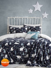 Fusion Blue Starry Night Plush Fleece Duvet Cover Set - Image 2 of 4