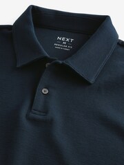 Navy Blue Textured Short Sleeve Polo Shirt - Image 6 of 7