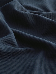 Navy Blue Textured Short Sleeve Polo Shirt - Image 7 of 7
