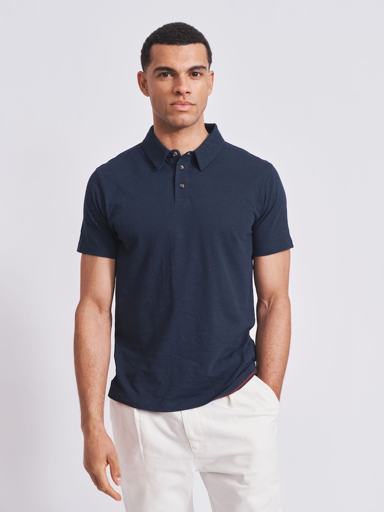 Aubin Arnold Cotton Linen Polo T-Shirt - Image 1 of 6