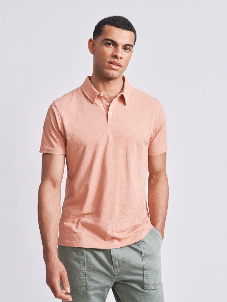 Aubin Arnold Cotton Linen Polo T-Shirt - Image 1 of 6 Aubin Arnold Cotton Linen Polo T-Shirt - Image 1 of 6