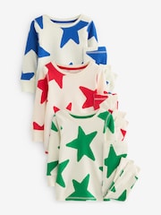 Red/Blue/Green Stars Snuggle 100% Cotton Pyjamas 3 Pack (9mths-12yrs) - Image 6 of 17