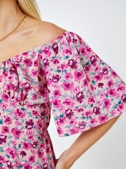 Dusk Pink Floral Print Sweetheart Midi Dress - Image 5 of 5