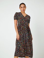 Dusk Black Ditsy Spot Print Button Down Dress - Image 1 of 5