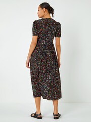 Dusk Black Ditsy Spot Print Button Down Dress - Image 2 of 5