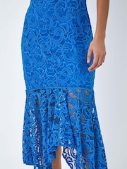 Dusk Blue Sleeveless Stretch Lace Midi Dress - Image 5 of 5