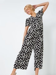 Dusk Black Polka Dot Print Culotte Jumpsuit - Image 1 of 5