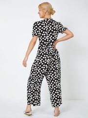 Dusk Black Polka Dot Print Culotte Jumpsuit - Image 2 of 5