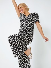 Dusk Black Polka Dot Print Culotte Jumpsuit - Image 3 of 5