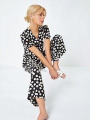 Dusk Black Polka Dot Print Culotte Jumpsuit - Image 4 of 5