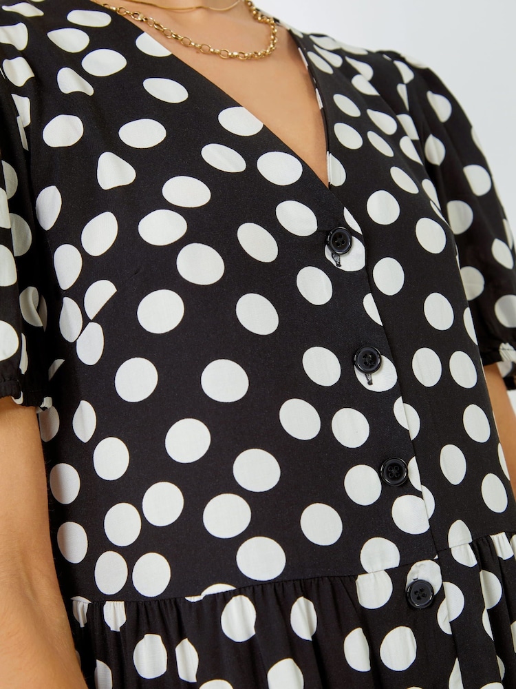 Dusk Black Polka Dot Print Culotte Jumpsuit - Image 5 of 5