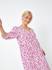 Dusk Pink Floral Print Frill Detail Smock Dress - Image 1 of 5