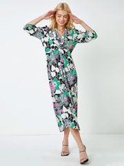 Dusk Black Floral Twist Front Maxi Shirt Dress - Image 3 of 5
