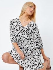 Dusk White Spot Print Frill Detail Smock Dress - Image 3 of 5