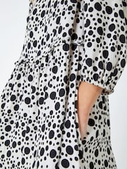 Dusk White Spot Print Frill Detail Smock Dress - Image 5 of 5
