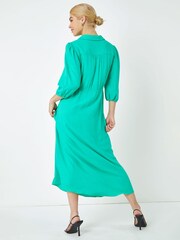 Dusk Green Twist Front Maxi Shirt Dress - Image 2 of 5