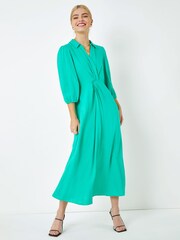 Dusk Green Twist Front Maxi Shirt Dress - Image 3 of 5