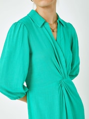 Dusk Green Twist Front Maxi Shirt Dress - Image 5 of 5