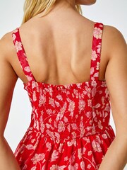 Dusk Red Floral Print Tie Mini Dress - Image 5 of 5