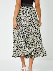 Dusk Black Ditsy Spot Print Pleated Skirt - Image 2 of 5