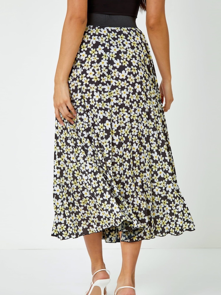 Dusk Black Ditsy Spot Print Pleated Skirt - Image 2 of 5