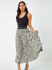 Dusk Black Ditsy Spot Print Pleated Skirt - Image 3 of 5