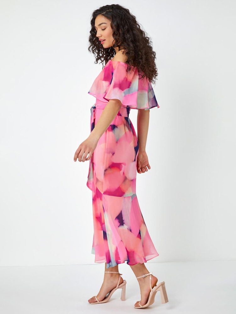 Dusk Pink Abstract Overlay Chiffon Maxi Dress - Image 2 of 5 Dusk Pink Abstract Overlay Chiffon Maxi Dress - Image 2 of 5