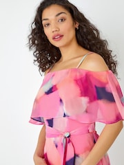 Dusk Pink Abstract Overlay Chiffon Maxi Dress - Image 4 of 5