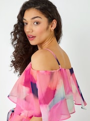 Dusk Pink Abstract Overlay Chiffon Maxi Dress - Image 5 of 5