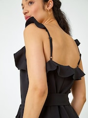 Dusk Black Frill Detail Wide Leg Jumpsuit - Image 5 of 5
