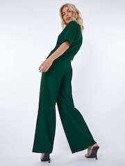 Dusk Green Wrap Midi Stretch Jumpsuit - Image 2 of 5