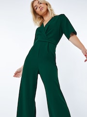 Dusk Green Wrap Midi Stretch Jumpsuit - Image 3 of 5