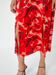Dusk Red Sleeveless Marble Print Midi Dress - Image 5 of 5
