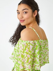 Dusk Green Spot Print Overlay Chiffon Maxi Dress - Image 5 of 5
