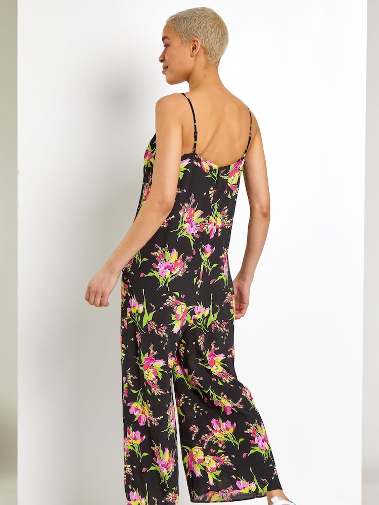 Dusk Black Floral Print Wide Leg Jumpsuit - Image 2 of 4