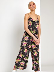 Dusk Black Floral Print Wide Leg Jumpsuit - Image 3 of 4