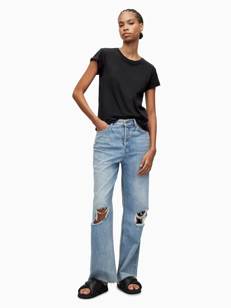 AllSaints Black Anna 100% Cotton T-Shirt - Image 2 of 6 AllSaints Black Anna 100% Cotton T-Shirt - Image 2 of 6