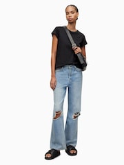 AllSaints Black Anna 100% Cotton T-Shirt - Image 3 of 6