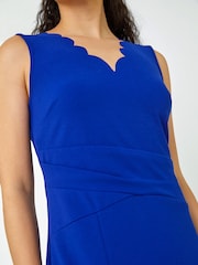 Dusk Blue Sleeveless Scallop Detail Stretch Dress - Image 5 of 5