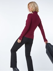 Dusk Red Ribbed Turtle Neck Jumper - Image 3 of 5