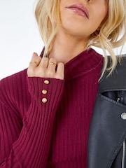Dusk Red Ribbed Turtle Neck Jumper - Image 5 of 5