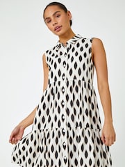Dusk White Spot Print Button Through Shirt Dress - Image 1 of 5