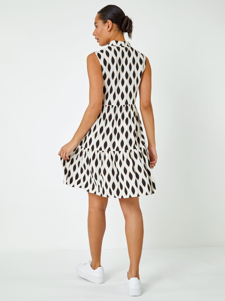 Dusk White Spot Print Button Through Shirt Dress - Image 2 of 5
