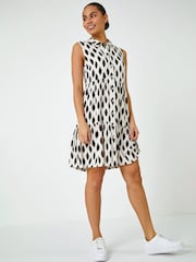 Dusk White Spot Print Button Through Shirt Dress - Image 3 of 5