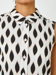 Dusk White Spot Print Button Through Shirt Dress - Image 5 of 5